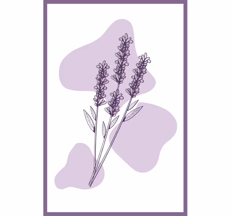 Tapisserie violet dessin plante de lavande - TenStickers