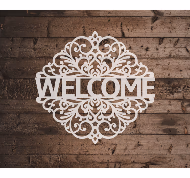 Tapisserie murale entrée texture bois bienvenue - TenStickers