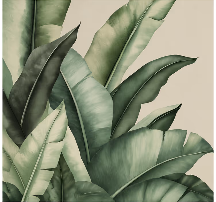Papier peint nature feuilles de bananier graphiques simples - TenStickers