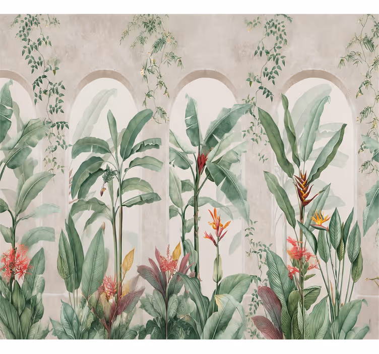 Papier peint nature arbres palmier graphique - TenStickers