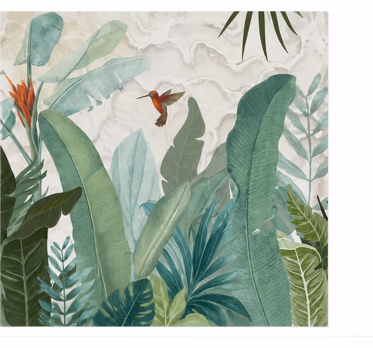 Papier peint nature colibri dans la jungle dessiné - TenStickers