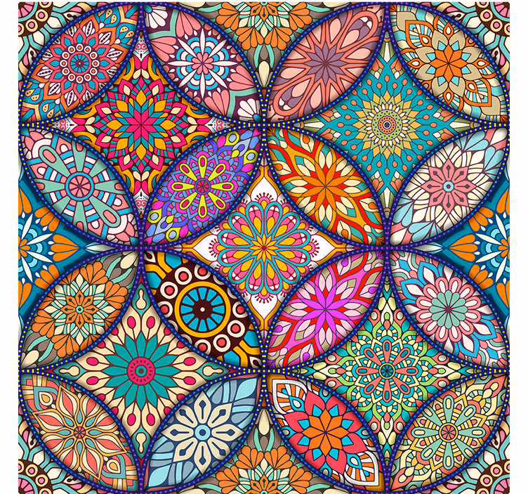 Tapisserie murale entrée mandalas colorés - TenStickers