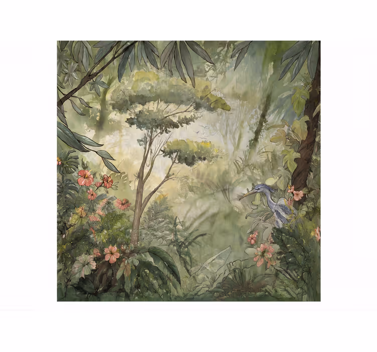 Papier peint nature aquarella jungle tropicale - TenStickers
