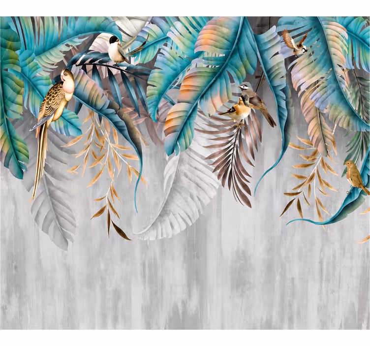 Papier peint nature feuillage coloré de toucan - TenStickers
