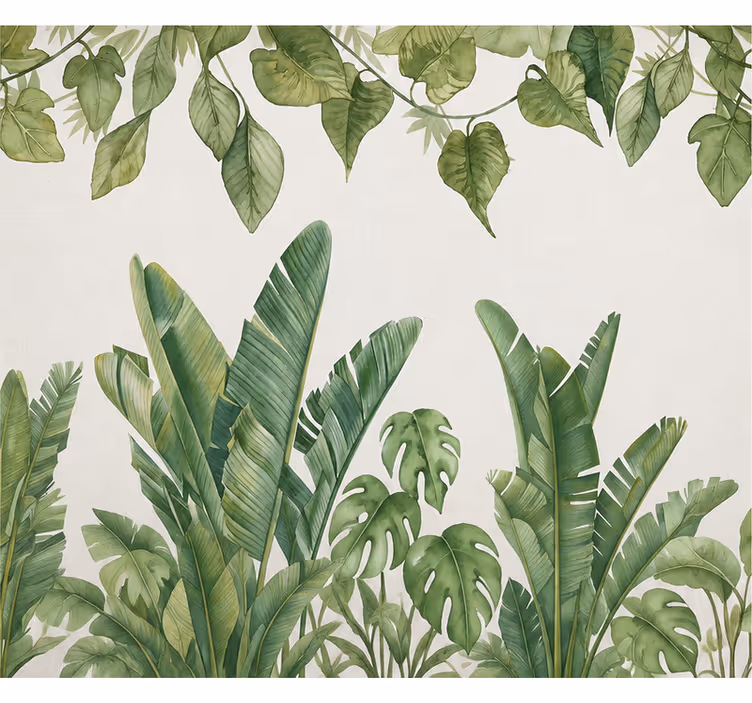 Papier peint nature grandes feuilles vertes - TenStickers