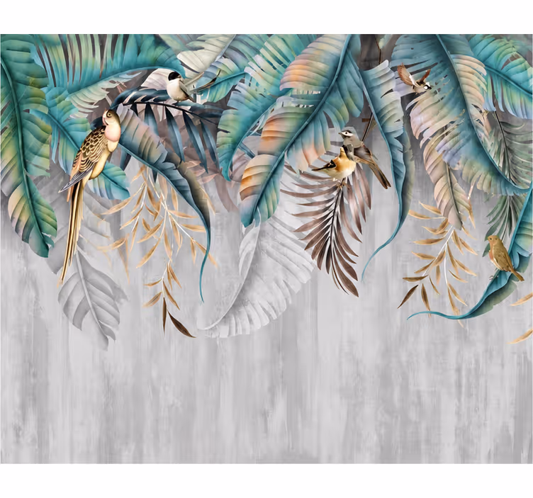 Papier peint nature feuilles de toucan colorées - TenStickers