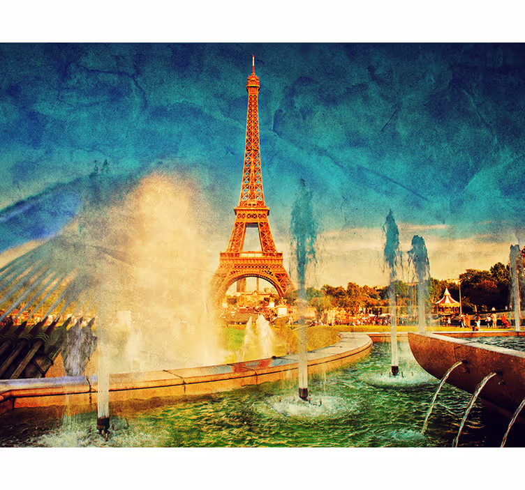 Vue sur la tour eiffel paris murale - TenStickers