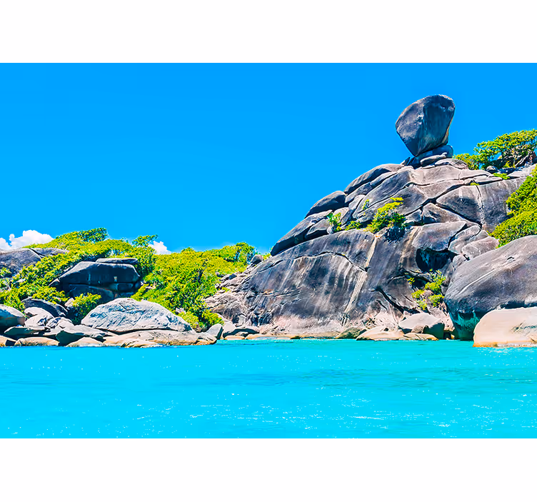 Tapisserie murale paysage vue sur mer et rochers - TenStickers