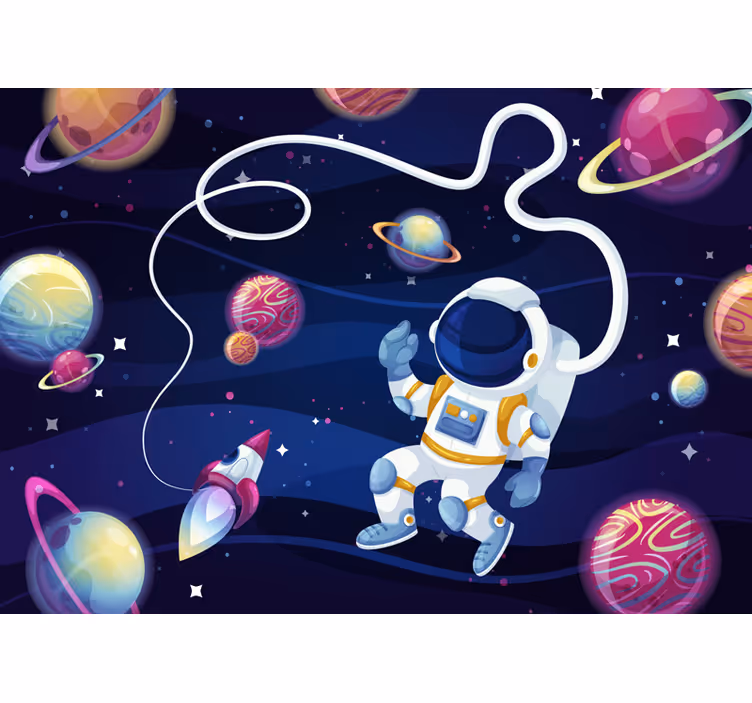 Papier peint enfant astronaute dans l'espace - TenStickers
