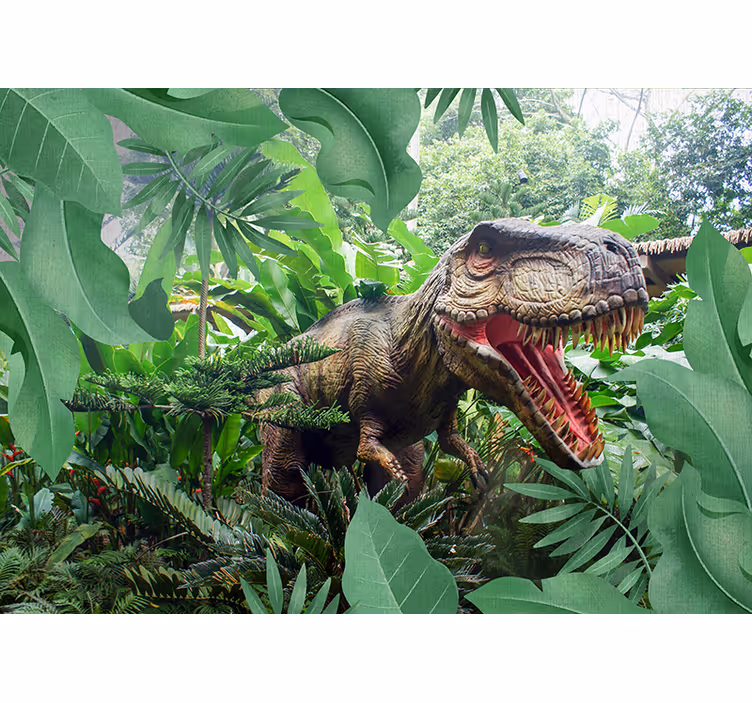 Tapisserie murale dinosaure dans la jungle - TenStickers