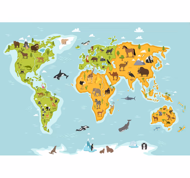 Photo murale Carte du monde animal - TenStickers