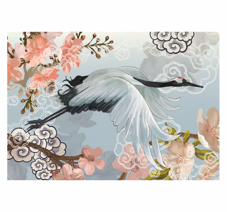 Tapisserie autres animaux vol de grue élégant - TenStickers