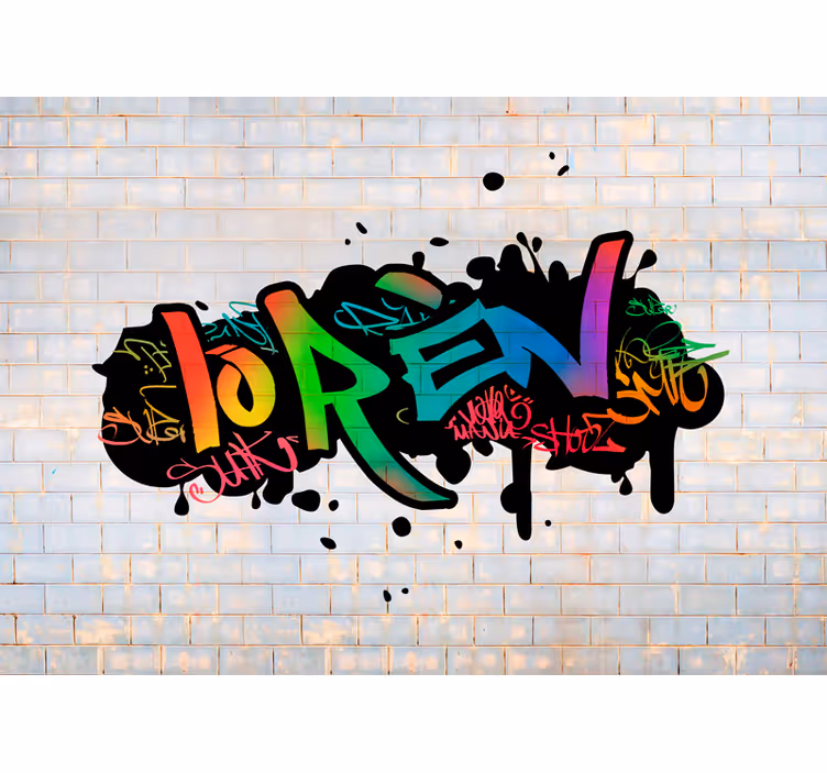 Papier peint personnalisé briques graffiti nom - TenStickers