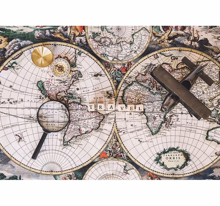 Papier peint vintage carte du monde - TenStickers