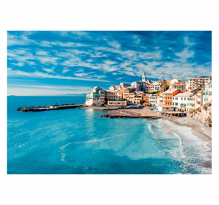 Tapisserie villes et pays village italien côtier - TenStickers