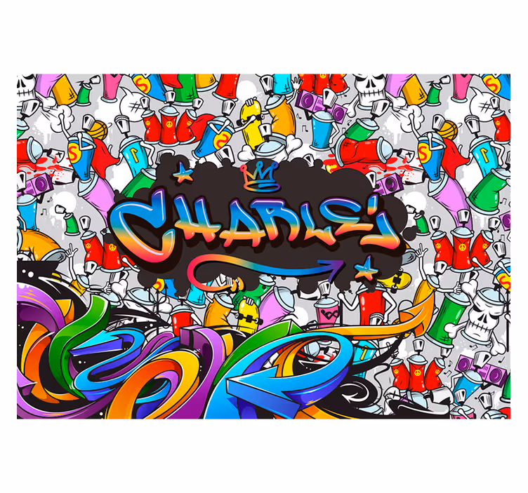 Tapisserie murale graffiti nom personnalisé - TenStickers