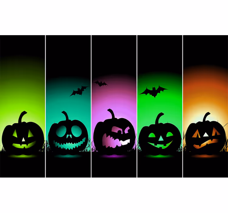 Tapisserie halloween visages de courges d'halloween - TenStickers