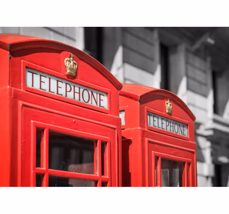 Tapisserie londres cabines téléphoniques rouges iconiques - TenStickers