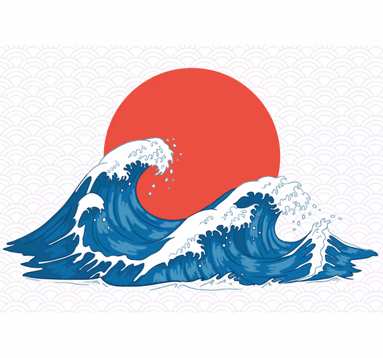 Tapisserie nature vagues de l'océan au lever du soleil - TenStickers