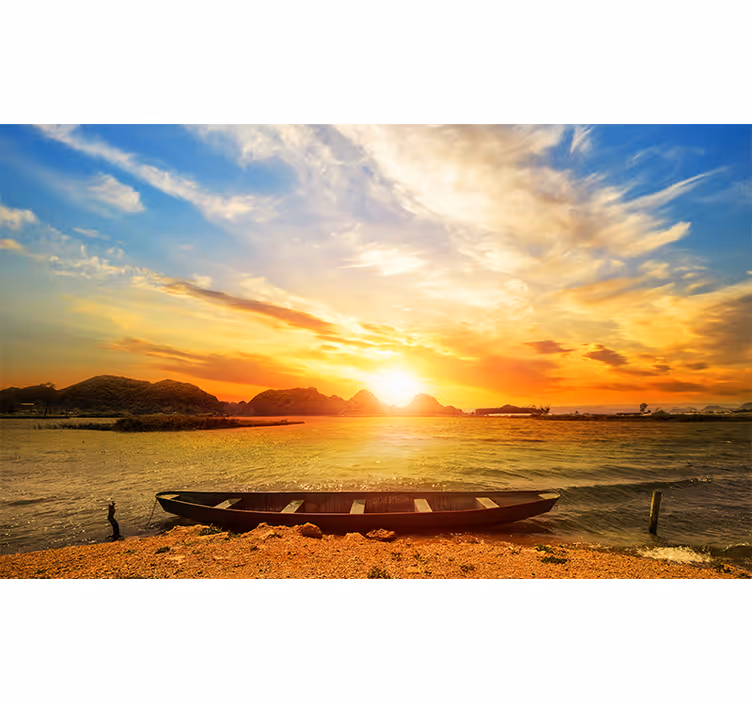 Tapisserie paysage vue sereine du coucher de soleil - TenStickers
