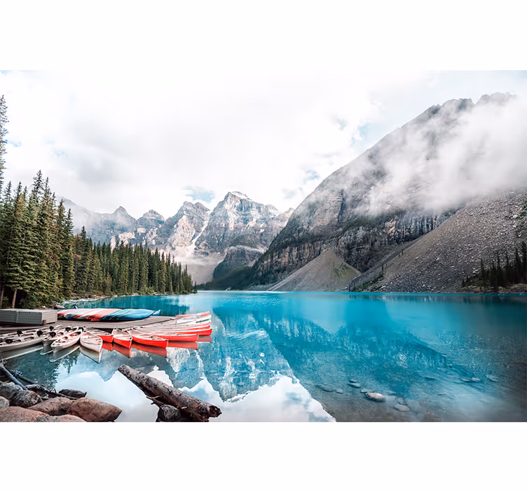 Tapisserie paysage vue sur le lac et la montagne - TenStickers