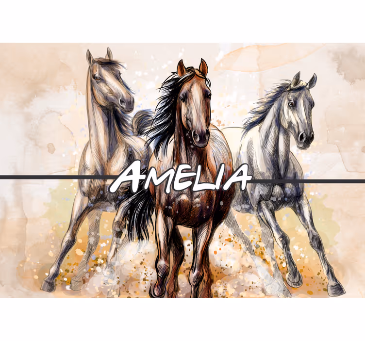 Papier peint mural Trois chevaux illustrés - TenStickers