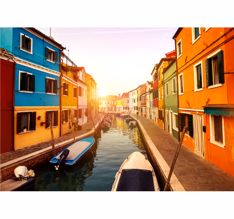 Tapisserie villes et pays vue colorée sur le canal - TenStickers