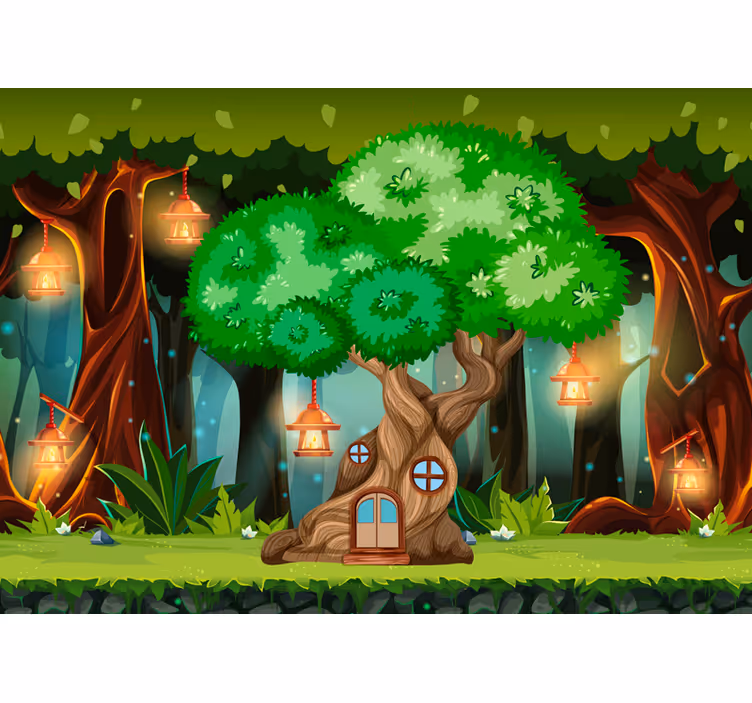 Tapisserie murale cabane dans les arbres - TenStickers