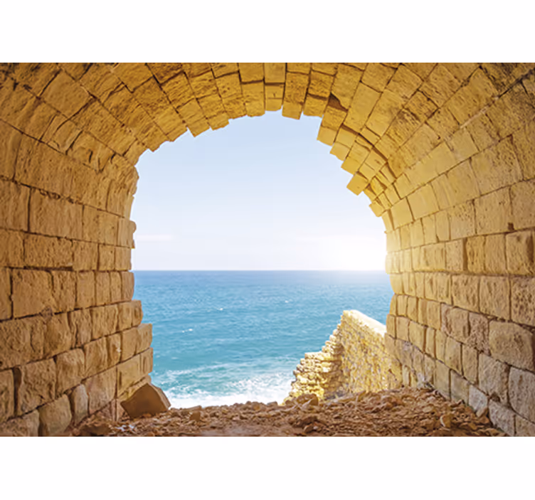 Tapisserie paysage vue sur l'arc en bord de mer - TenStickers