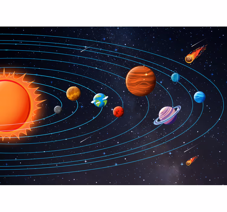 Tapisserie murale enfants style système solaire - TenStickers