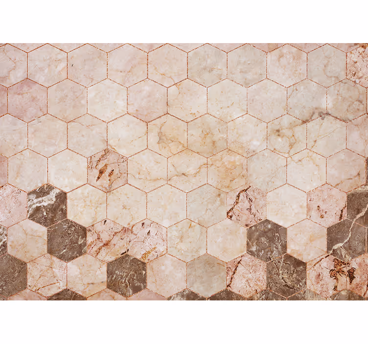 Tapisserie imitation pierre motif hexagonal en marbre - TenStickers