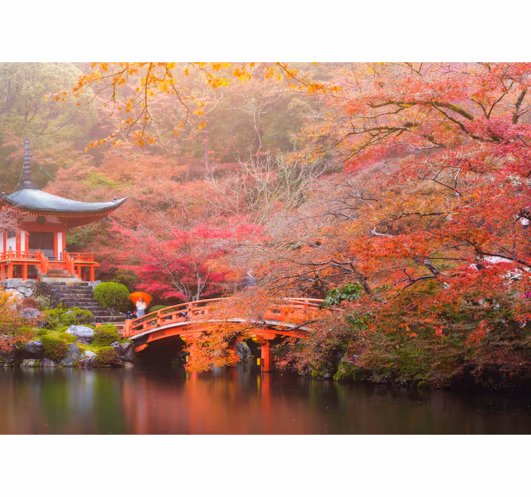Tapisserie paysage pavillon de jardin tranquille - TenStickers