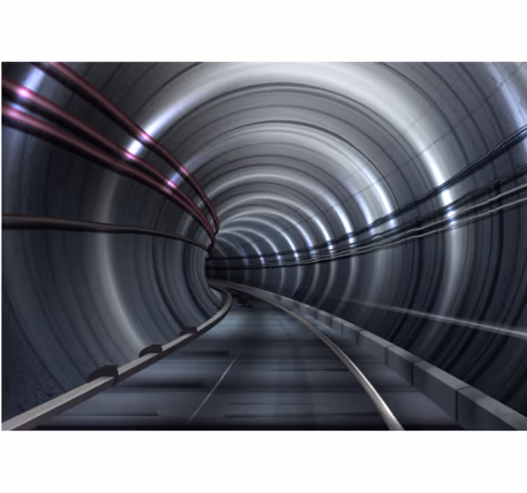 Tapisserie véhicule tunnel de métro futuriste - TenStickers