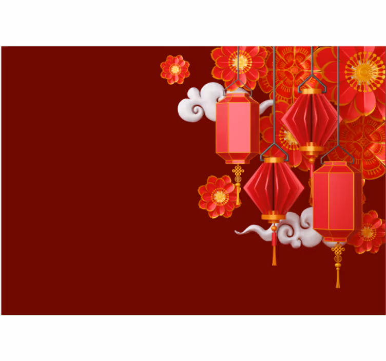 Tapisserie bouddha lanternes et fleurs - TenStickers