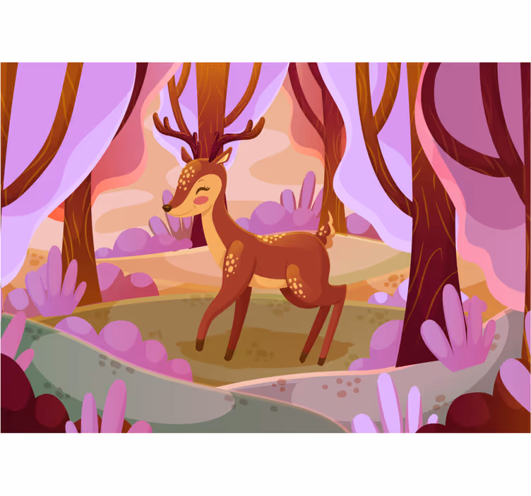 Tapisserie animaux cerf enchanteur de la forêt - TenStickers