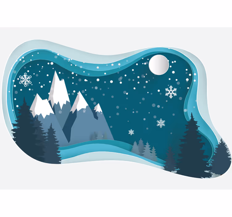 Tapisserie montagne scène hivernale de montagne - TenStickers