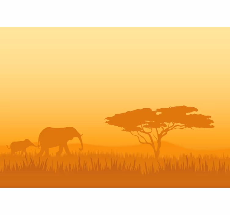 Tapisserie animaux éléphants en safari - TenStickers