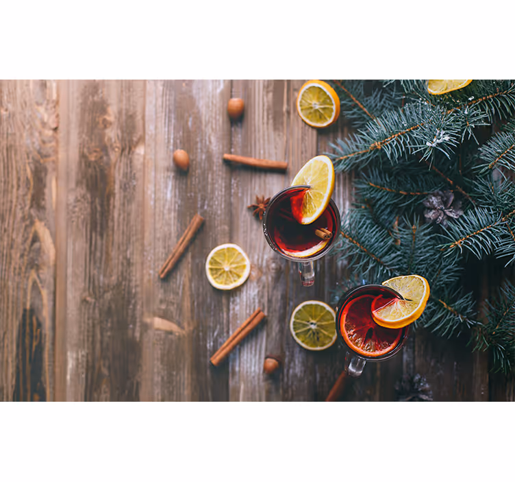 Tapisserie noel présentation vin chaud - TenStickers