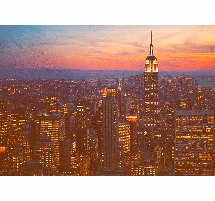 Tapisserie villes et pays coucher de soleil empire state - TenStickers