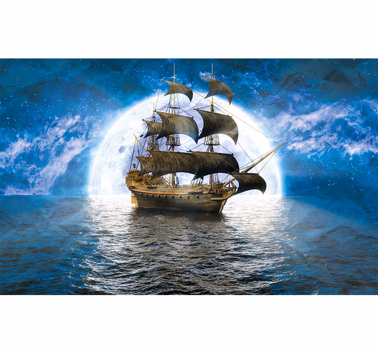 Tapisserie murale fantaisie voyage en navire d'aventure - TenStickers