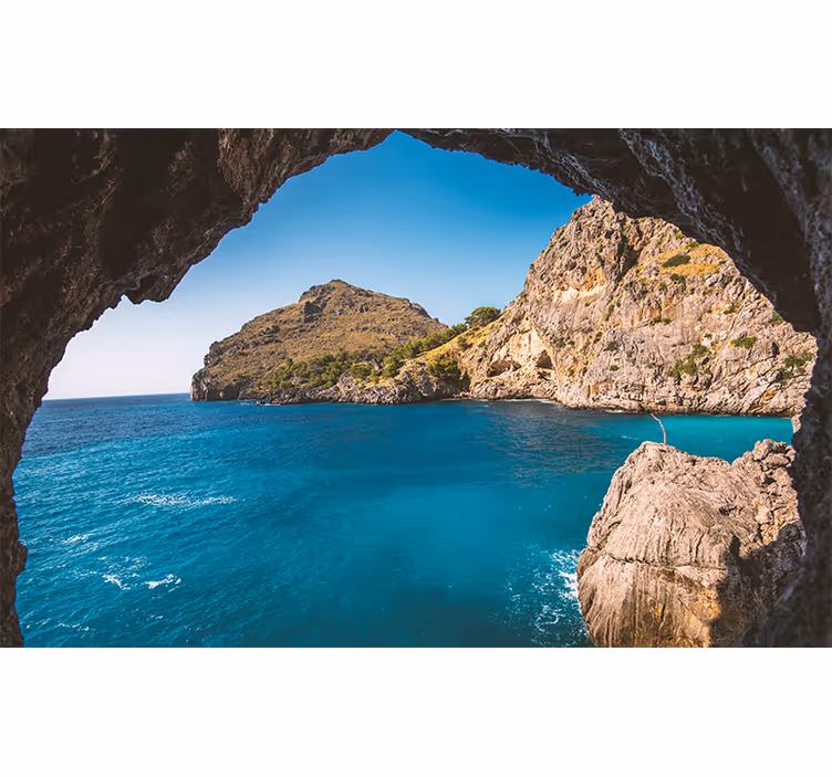 Tapisserie paysage vue sur la grotte côtière - TenStickers