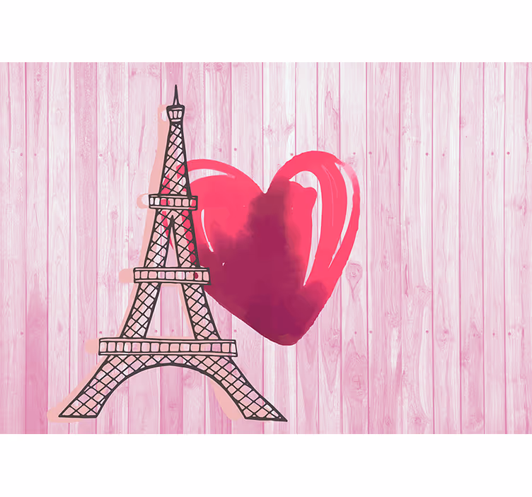 Tapisserie amour tour eiffel cœur - TenStickers
