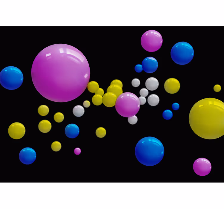 Tapisserie abstraite sphères colorées flottantes - TenStickers