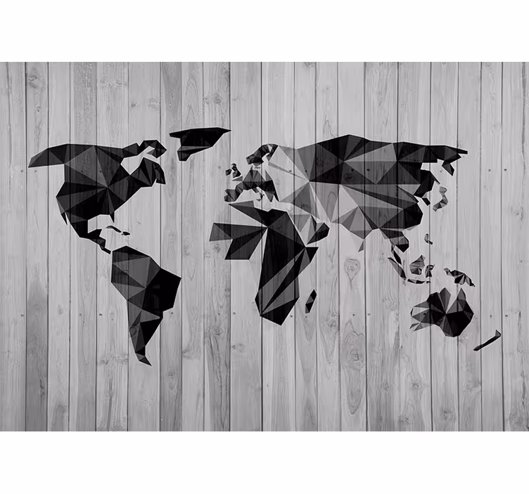 Tapisserie carte du monde carte géométrique globale - TenStickers