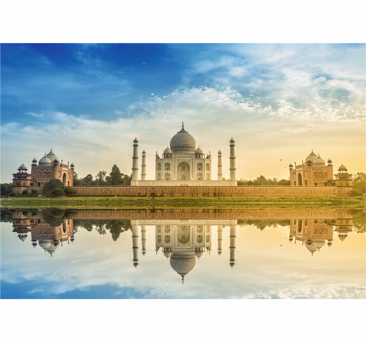 Tapisserie villes et pays reflet du taj mahal - TenStickers