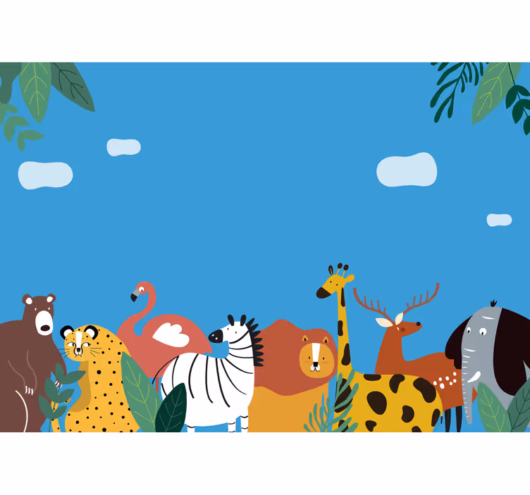 Tapisserie animaux parade animaux colorés - TenStickers