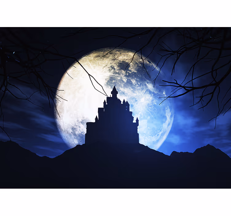 Tapisserie murale fantaisie château au clair de lune - TenStickers