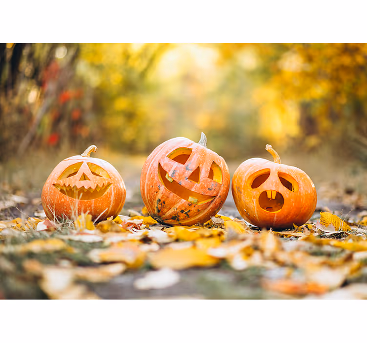 Tapisserie halloween visages de citrouille sculptés - TenStickers