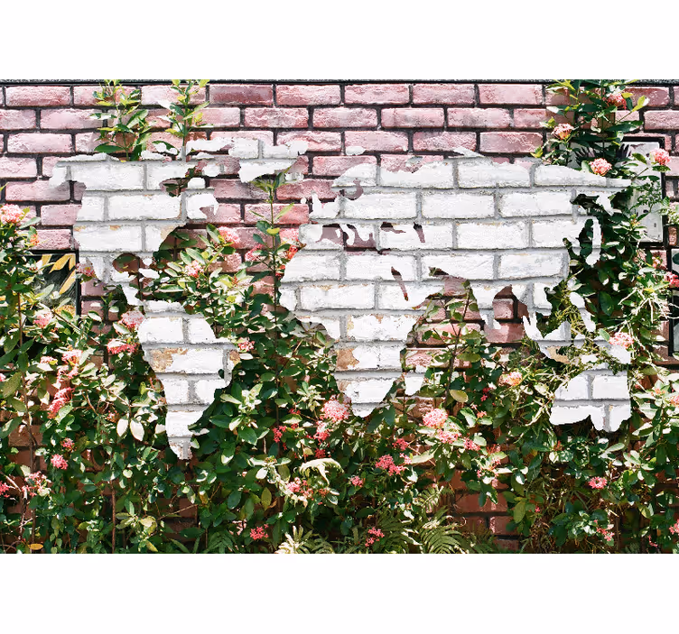 Tapisserie carte du monde florale - TenStickers