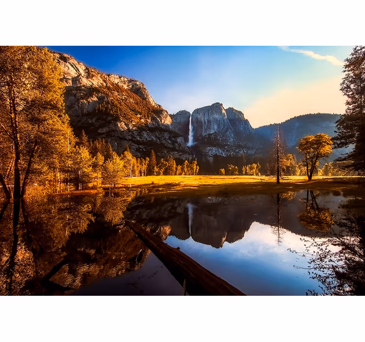 Tapisserie paysage réflexion paisible des montagnes - TenStickers